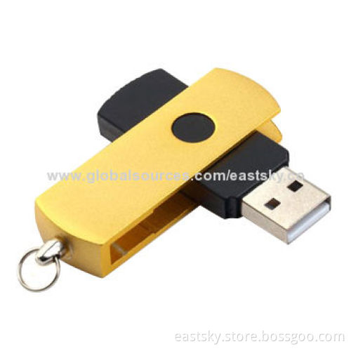 Swivel Metal USB Flash Drive with Keychain/Lanyard to Attach, Supports Plug-and-playNew